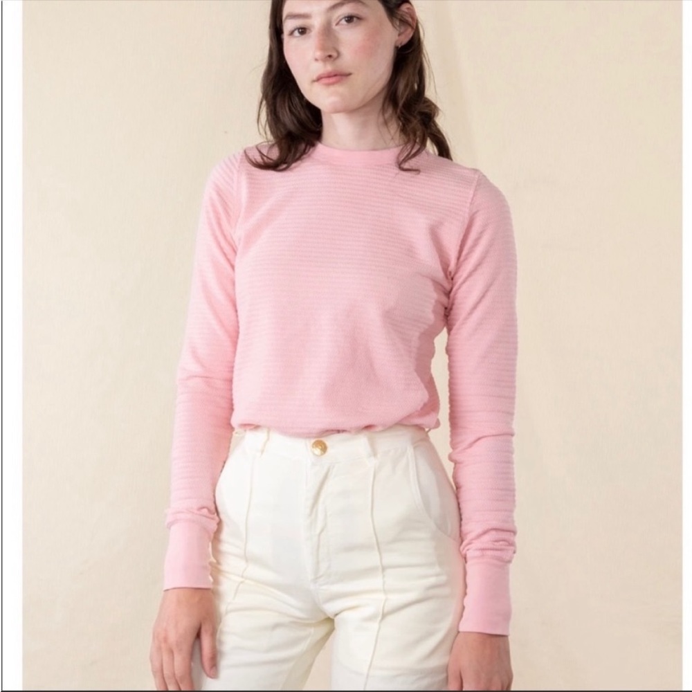 Pink big bud press honeycomb thermal long sleeve